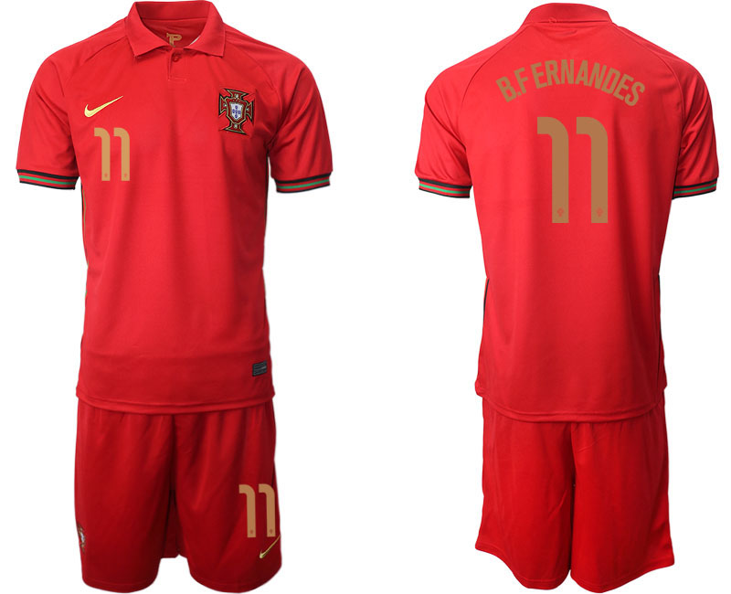 Men 2021 European Cup Portugal home red #11 Soccer Jersey